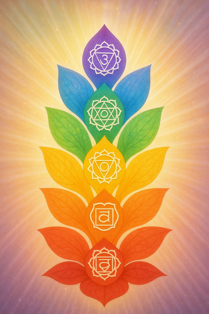 Symbole des 7 Chakras coloréq