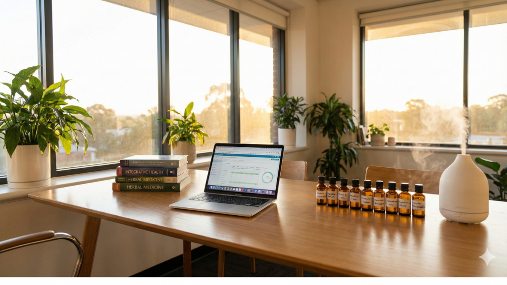 Cabinet de consultation d'un naturopathe professionnel utilisant l'aromathérapie clinique pour améliorer la fidélisation client.