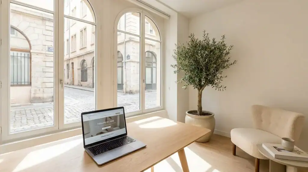 Bureau de thérapeute donnant sur rue