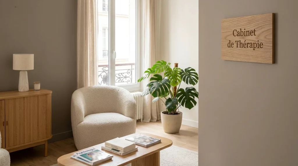 salle d'attente d'un cabinet de thérapeute